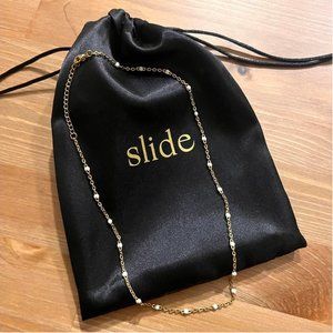Slide Jewelry Gold White Beaded Necklace